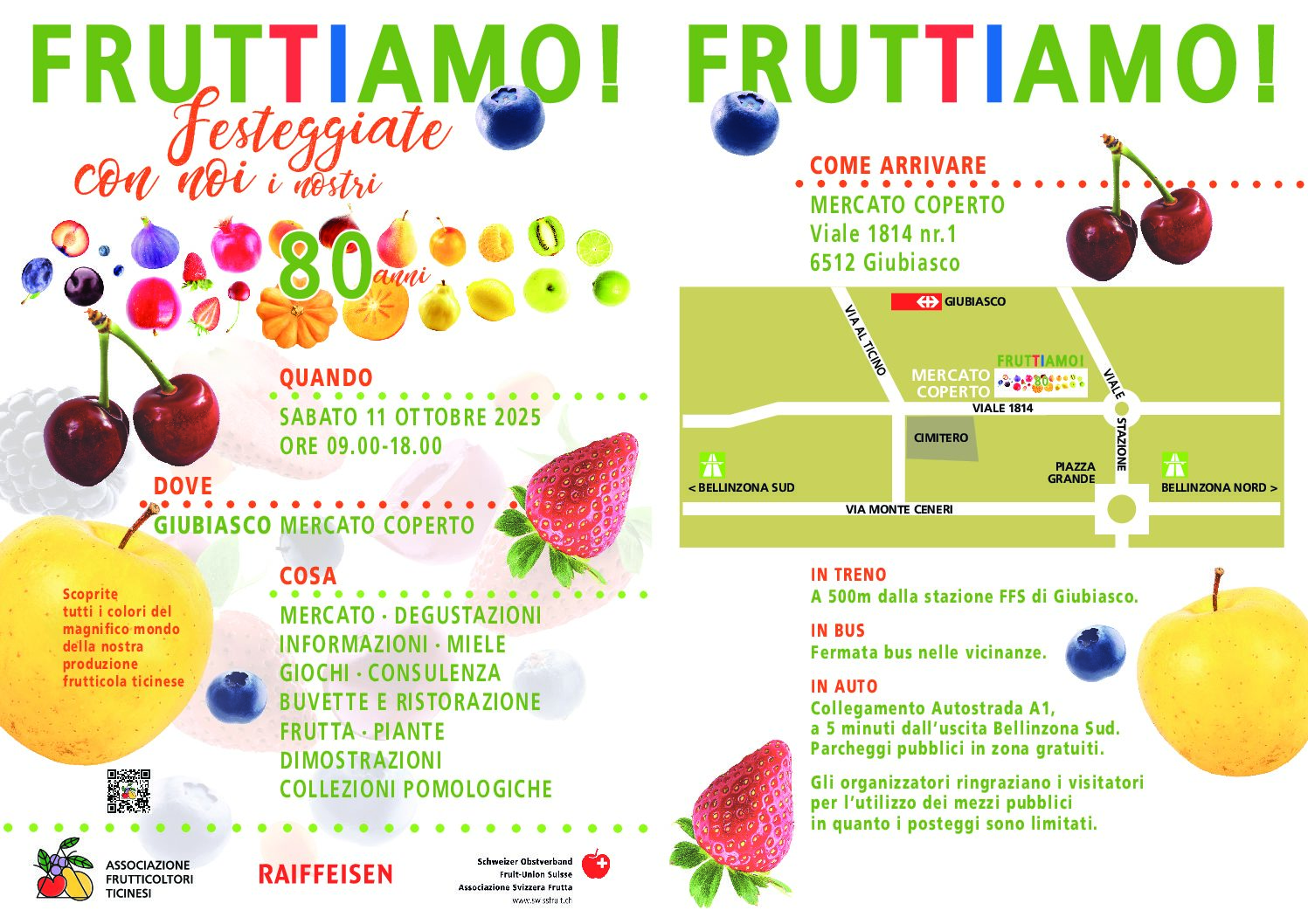 Sabato 11 ottobre 2025 evento “Fruttiamo” a Giubiasco